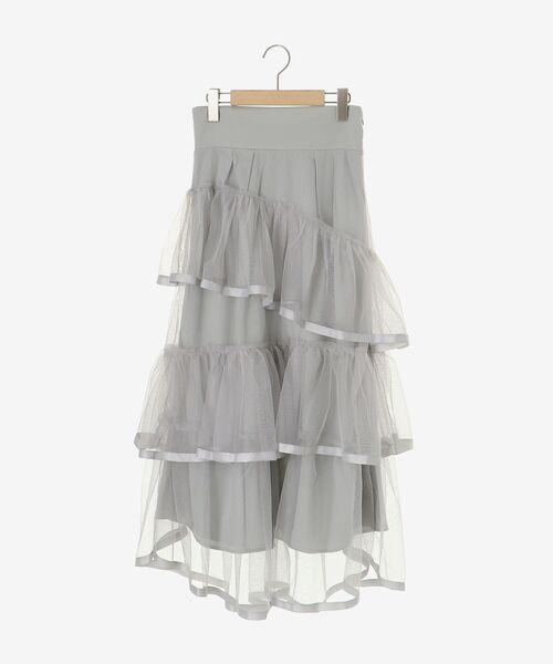 MAJESTIC LEGON（マジェスティックレゴン）の「バックレースアップチュールスカート（スカート・レディース・アイボリー/ブラック/グレー・MEDIUM）」の14枚目の写真