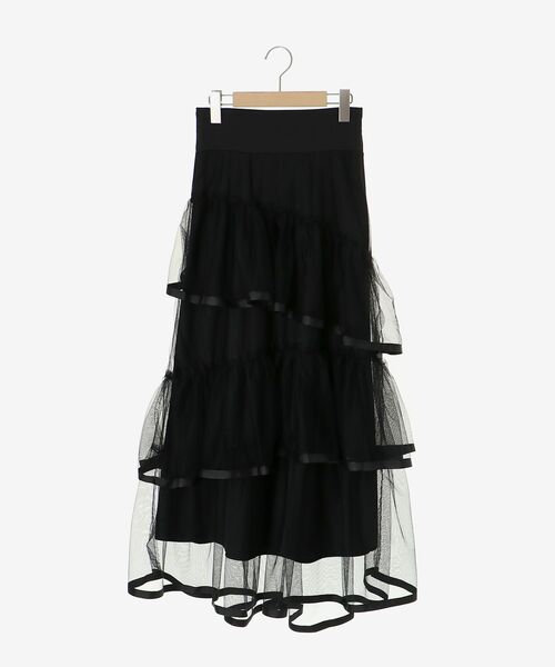 MAJESTIC LEGON（マジェスティックレゴン）の「バックレースアップチュールスカート（スカート・レディース・アイボリー/ブラック/グレー・MEDIUM）」の13枚目の写真