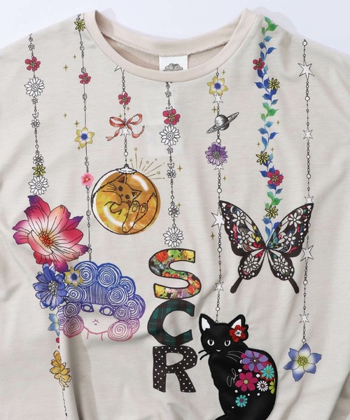 ScoLar（スカラー）の「ScoLar(スカラー) スカラーガーランド柄裏毛チュニック（チュニック・レディース・アイボリー/ブラック・MEDIUM）」の14枚目の写真