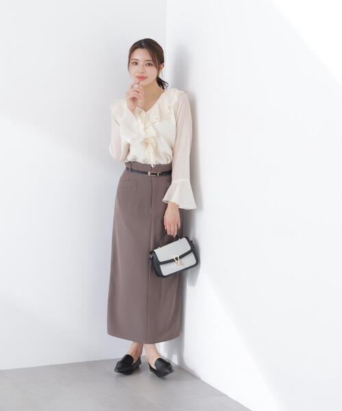 PROPORTION BODY DRESSING(プロポーションボディドレッシング)の「シアー楊柳ラッフルブラウス / 1216110201(シャツ/ブラウス・レディース・ダークグレー/ホワイト系その他/パープル・FREE)」の15枚目の写真