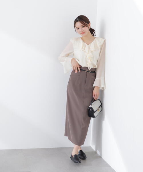 PROPORTION BODY DRESSING(プロポーションボディドレッシング)の「シアー楊柳ラッフルブラウス / 1216110201(シャツ/ブラウス・レディース・ダークグレー/ホワイト系その他/パープル・FREE)」の18枚目の写真