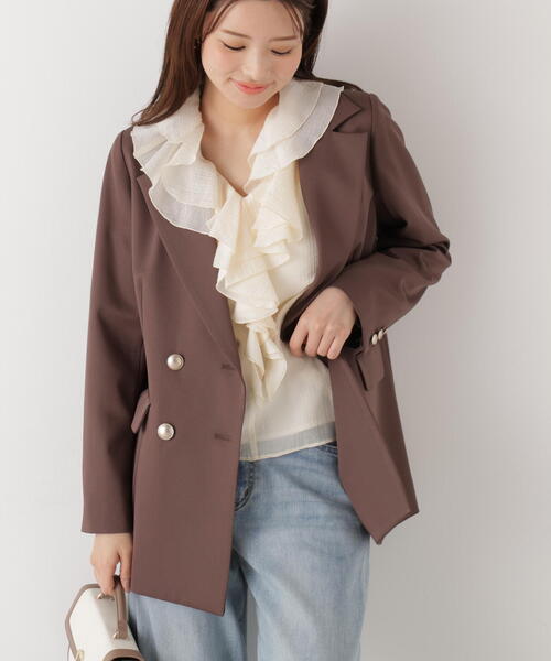 PROPORTION BODY DRESSING(プロポーションボディドレッシング)の「シアー楊柳ラッフルブラウス / 1216110201(シャツ/ブラウス・レディース・ダークグレー/ホワイト系その他/パープル・FREE)」の21枚目の写真