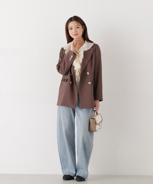 PROPORTION BODY DRESSING(プロポーションボディドレッシング)の「シアー楊柳ラッフルブラウス / 1216110201(シャツ/ブラウス・レディース・ダークグレー/ホワイト系その他/パープル・FREE)」の22枚目の写真