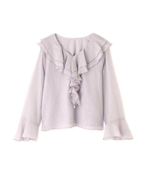 PROPORTION BODY DRESSING(プロポーションボディドレッシング)の「シアー楊柳ラッフルブラウス / 1216110201(シャツ/ブラウス・レディース・ダークグレー/ホワイト系その他/パープル・FREE)」の8枚目の写真