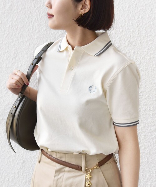 FRED PERRY(フレッドペリー)の「FRED PERRY:M3600 TWIN TIPPED POLO(ポロシャツ・レディース・ベージュ/ダークグレー/オリーブ/ナチュラル・ONE SIZE)」の6枚目の写真
