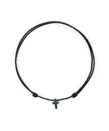 JBANS CLASSIC（ジェイバンスクラシック）の「サージカルスチール十字架長さ調整結びカップル紐ブレスレット (C2101-AC739_BK)（ブレスレット）」