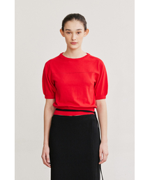 PUFF SLEEVE KNIT TOP (RED)