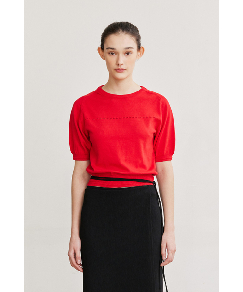 AFTERHOURS(アフターアワーズ)の「PUFF SLEEVE KNIT TOP (RED)(ニット/セーター・レディース・その他・FREE)」の1枚目の写真