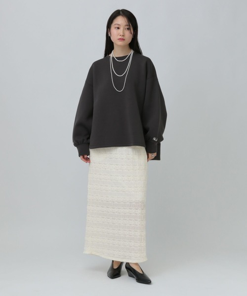LEPSIM（レプシィム）の「起毛レースナロースカート　645144（スカート・レディース・アイボリー/ブラック・FREE）」の6枚目の写真