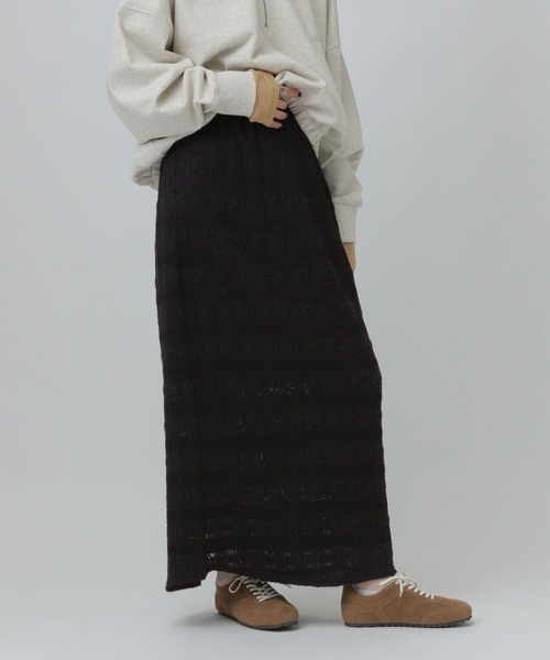 LEPSIM（レプシィム）の「起毛レースナロースカート　645144（スカート・レディース・アイボリー/ブラック・FREE）」の10枚目の写真