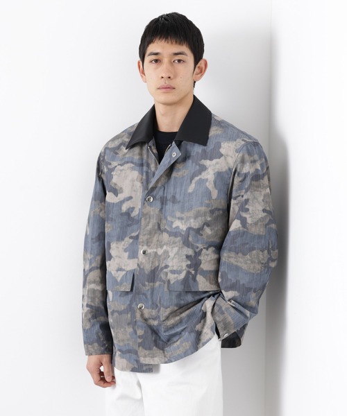 NANO universe（ナノユニバース）の「オーバージャケット「WARP PRINT」ライニング/撥水（その他アウター・メンズ・その他1/ネイビー/ベージュ・L/M）」の3枚目の写真