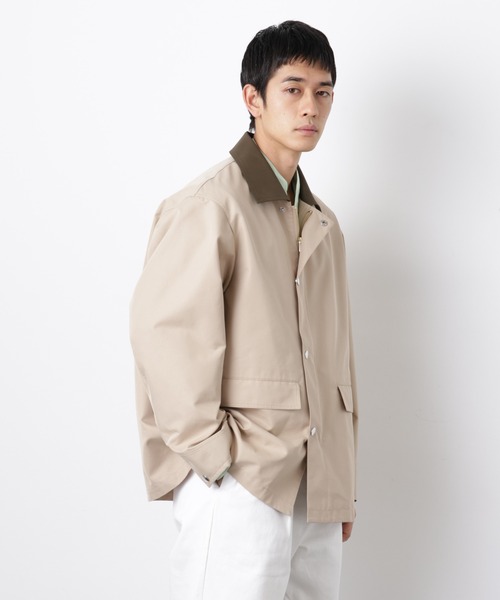 NANO universe（ナノユニバース）の「オーバージャケット「WARP PRINT」ライニング/撥水（その他アウター・メンズ・その他1/ネイビー/ベージュ・L/M）」の2枚目の写真