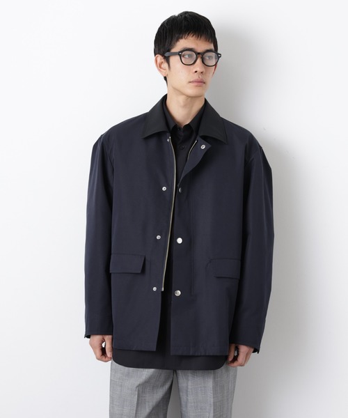 NANO universe（ナノユニバース）の「オーバージャケット「WARP PRINT」ライニング/撥水（その他アウター・メンズ・その他1/ネイビー/ベージュ・L/M）」の19枚目の写真