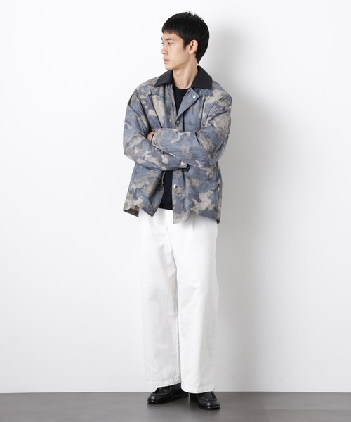 NANO universe（ナノユニバース）の「オーバージャケット「WARP PRINT」ライニング/撥水（その他アウター・メンズ・その他1/ネイビー/ベージュ・L/M）」の10枚目の写真