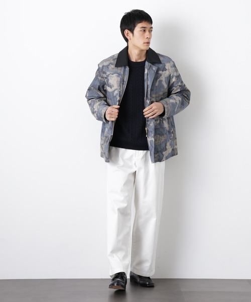 NANO universe（ナノユニバース）の「オーバージャケット「WARP PRINT」ライニング/撥水（その他アウター・メンズ・その他1/ネイビー/ベージュ・L/M）」の9枚目の写真