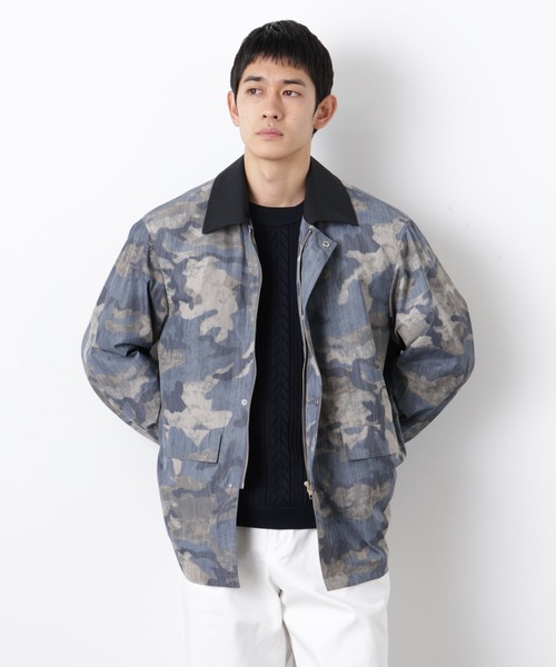 NANO universe（ナノユニバース）の「オーバージャケット「WARP PRINT」ライニング/撥水（その他アウター・メンズ・その他1/ネイビー/ベージュ・L/M）」の4枚目の写真