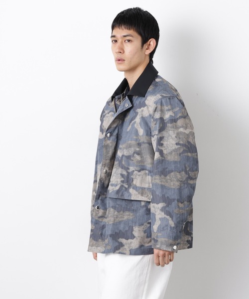 NANO universe（ナノユニバース）の「オーバージャケット「WARP PRINT」ライニング/撥水（その他アウター・メンズ・その他1/ネイビー/ベージュ・L/M）」の5枚目の写真