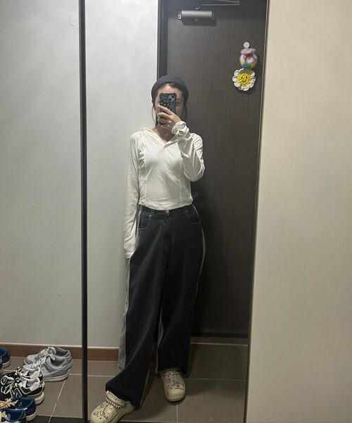 MUSINSA STANDARD WOMAN（ムシンサスタンダードウーマン）の「ウィメンズリブスリムフード付き長袖Tシャツ[アイボリー]（パーカー・レディース・その他・LARGE/MEDIUM/SMALL/X-SMALL/X-LARGE）」の12枚目の写真