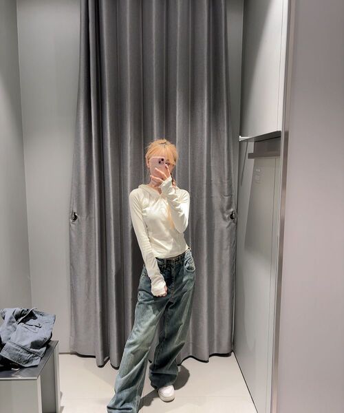 MUSINSA STANDARD WOMAN（ムシンサスタンダードウーマン）の「ウィメンズリブスリムフード付き長袖Tシャツ[アイボリー]（パーカー・レディース・その他・LARGE/MEDIUM/SMALL/X-SMALL/X-LARGE）」の16枚目の写真