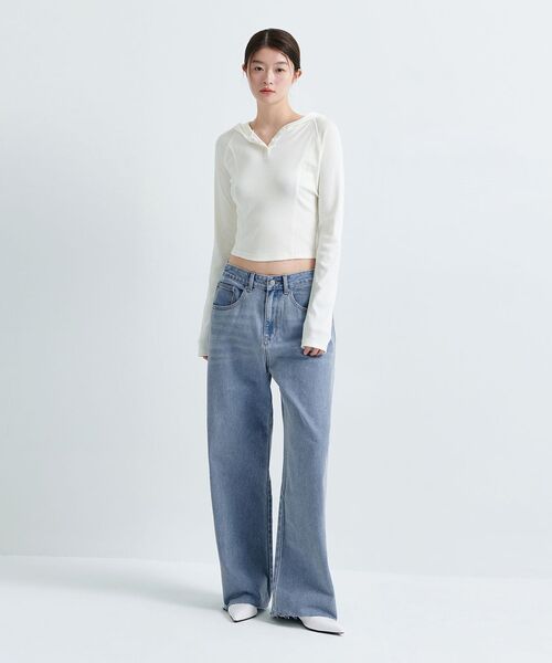 MUSINSA STANDARD WOMAN（ムシンサスタンダードウーマン）の「ウィメンズリブスリムフード付き長袖Tシャツ[アイボリー]（パーカー・レディース・その他・LARGE/MEDIUM/SMALL/X-SMALL/X-LARGE）」の17枚目の写真