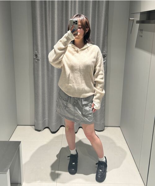 MUSINSA STANDARD WOMAN（ムシンサスタンダードウーマン）の「ウィメンズリブスリムフード付き長袖Tシャツ[アイボリー]（パーカー・レディース・その他・LARGE/MEDIUM/SMALL/X-SMALL/X-LARGE）」の8枚目の写真