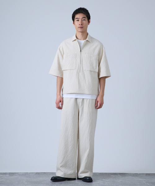 B.C STOCK（ベーセーストック）の「Deux Allures / ドゥ アリュール SASHIKO ハーフジップシャツ（シャツ/ブラウス・メンズ・ブルー/ブラック/アイボリー・FREE）」の10枚目の写真