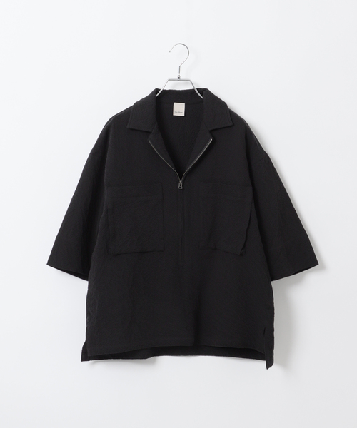 B.C STOCK（ベーセーストック）の「Deux Allures / ドゥ アリュール SASHIKO ハーフジップシャツ（シャツ/ブラウス・メンズ・ブルー/ブラック/アイボリー・FREE）」の19枚目の写真