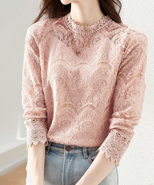 ONEP STAR(ワンピスター)の「総レース×スカラップネックブラウス(シャツ/ブラウス・レディース・ピンク/ベージュ・LARGE/X-LARGE/MEDIUM)」の13枚目の写真