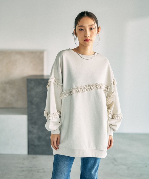 LEPSIM(レプシィム)の「フリル裏毛チュニック 639456(チュニック・レディース・ブラック/アイボリー/トップグレー・FREE)」の14枚目の写真