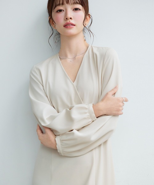 SAISON DE PAPILLON(セゾンドパピヨン)の「【新作登場!】カシュクール きれいめ 通勤 レディース ワンピース 卒業式 入学式(ワンピース・レディース・ベージュ/ブラック・S/L/M)」の16枚目の写真