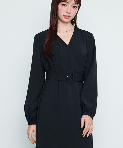 SAISON DE PAPILLON(セゾンドパピヨン)の「【新作登場!】カシュクール きれいめ 通勤 レディース ワンピース 卒業式 入学式(ワンピース・レディース・ベージュ/ブラック・S/L/M)」の3枚目の写真