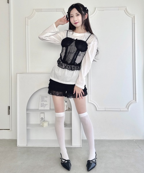 Loueme(ルエム)の「シアーレースビスチェ(キャミソール・レディース・ホワイト/ピンク/ブラック・FREE)」の17枚目の写真