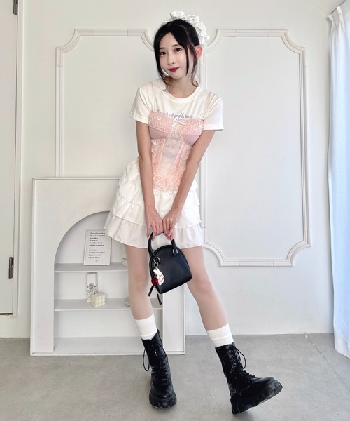 Loueme(ルエム)の「シアーレースビスチェ(キャミソール・レディース・ホワイト/ピンク/ブラック・FREE)」の13枚目の写真