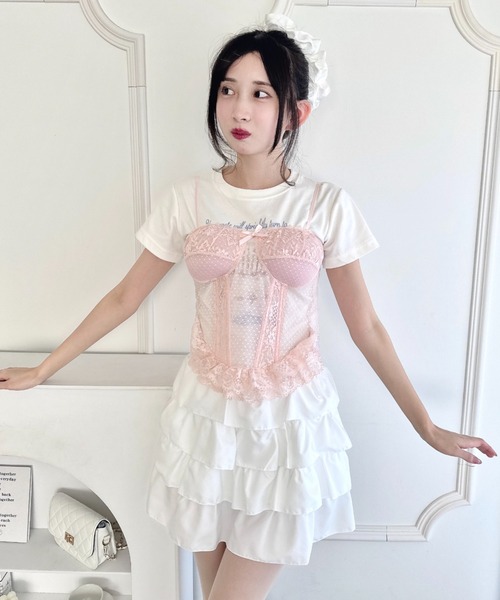 Loueme(ルエム)の「シアーレースビスチェ(キャミソール・レディース・ホワイト/ピンク/ブラック・FREE)」の12枚目の写真
