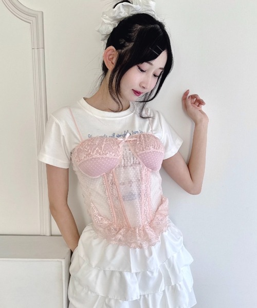 Loueme(ルエム)の「シアーレースビスチェ(キャミソール・レディース・ホワイト/ピンク/ブラック・FREE)」の10枚目の写真
