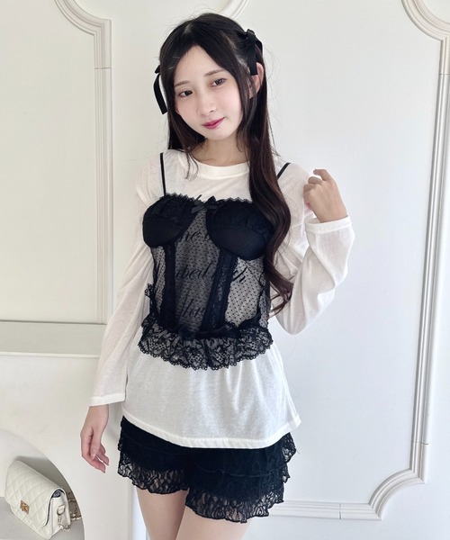 Loueme(ルエム)の「シアーレースビスチェ(キャミソール・レディース・ホワイト/ピンク/ブラック・FREE)」の15枚目の写真