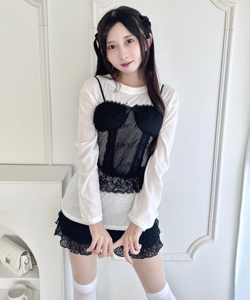 Loueme(ルエム)の「シアーレースビスチェ(キャミソール・レディース・ホワイト/ピンク/ブラック・FREE)」の16枚目の写真