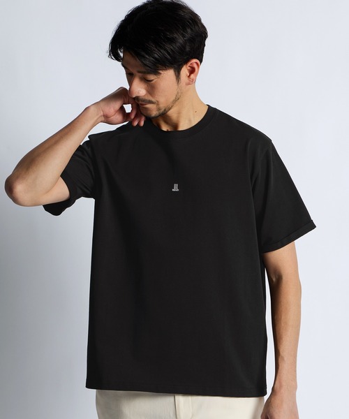 LANVIN en Bleu(ランバンオンブルー)の「シルキータッチ ロールアップスリーブ クルーネック Tシャツ(Tシャツ/カットソー・メンズ・チャコールグレー/ブラック/ホワイト・46/48/50/52)」の2枚目の写真
