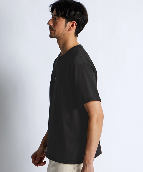 LANVIN en Bleu(ランバンオンブルー)の「シルキータッチ ロールアップスリーブ クルーネック Tシャツ(Tシャツ/カットソー・メンズ・チャコールグレー/ブラック/ホワイト・46/48/50/52)」の8枚目の写真