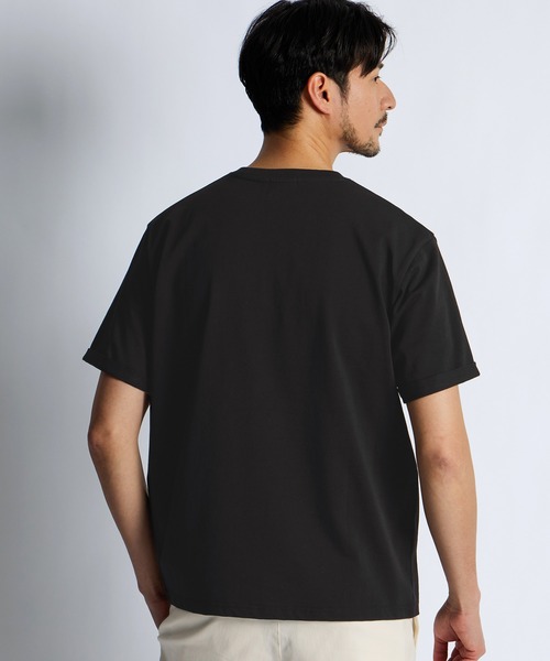 LANVIN en Bleu(ランバンオンブルー)の「シルキータッチ ロールアップスリーブ クルーネック Tシャツ(Tシャツ/カットソー・メンズ・チャコールグレー/ブラック/ホワイト・46/48/50/52)」の9枚目の写真