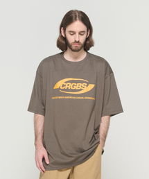 (ビッグサイズ) オーバーボックスロゴ半袖Tシャツ (カーキ)