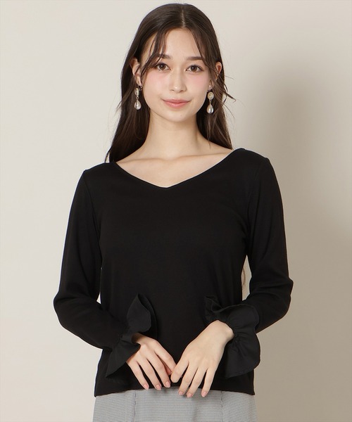 WILLSELECTION（ウィルセレクション）の「フリルカフスインナートップス（Tシャツ/カットソー・レディース・オフホワイト/ブラック・FREE）」の2枚目の写真