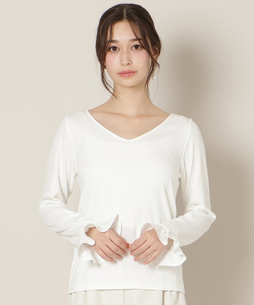 WILLSELECTION（ウィルセレクション）の「フリルカフスインナートップス（Tシャツ/カットソー・レディース・オフホワイト/ブラック・FREE）」の14枚目の写真