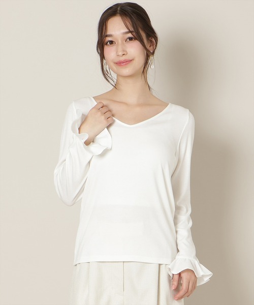 WILLSELECTION（ウィルセレクション）の「フリルカフスインナートップス（Tシャツ/カットソー・レディース・オフホワイト/ブラック・FREE）」の3枚目の写真