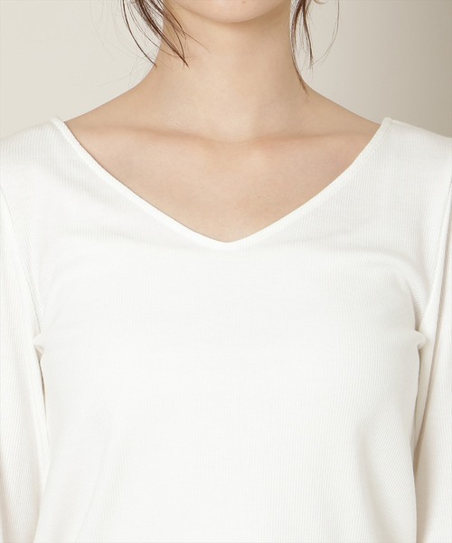 WILLSELECTION（ウィルセレクション）の「フリルカフスインナートップス（Tシャツ/カットソー・レディース・オフホワイト/ブラック・FREE）」の4枚目の写真