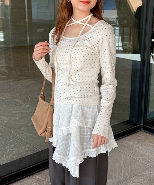 tiptop（ティップトップ）の「テレコチョーカーロンT（Tシャツ/カットソー・レディース・ブラック系その他/オフホワイト/ブラック/ホワイト系その他・FREE）」の21枚目の写真