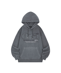 ODD STUDIO（オッドスタジオ）の「ODSD ピグメントダメージオーバーサイズフードパーカー - ライトチャコール（パーカー）」