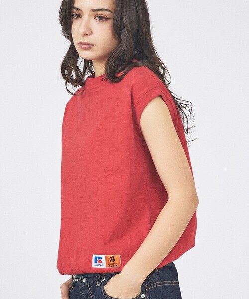 Russell Athletic（ラッセルアスレティック）の「【RUSSELL×JACKSON MATISSE】Heavy Slub Jersey Sleeveless Shirts / ヘビースラブジャージースリーブレスシャツ（Tシャツ/カットソー・レディース・レッド/チャコールグレー/オフホワイト・フリー）」の3枚目の写真