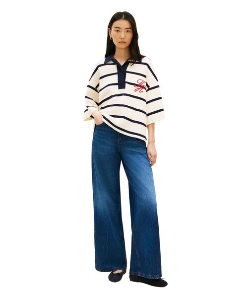 TOMMY HILFIGER（トミーヒルフィガー）の「コットンフルニードルリラックスポロシャツ（ポロシャツ・レディース・ベージュ・X-SMALL/SMALL）」の3枚目の写真