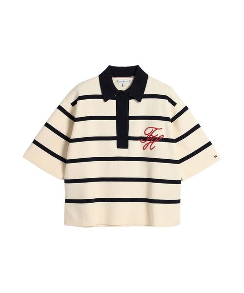 TOMMY HILFIGER（トミーヒルフィガー）の「コットンフルニードルリラックスポロシャツ（ポロシャツ・レディース・ベージュ・X-SMALL/SMALL）」の5枚目の写真